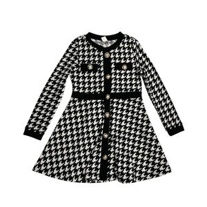 SHEIN Black and White Houndstooth Kids Dress